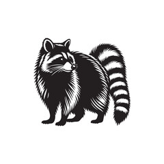 Enigmatic Raccoon Shadows: Mysterious Silhouettes Depicting the Beauty of Wildlife - Animal Silhouette Vector - Raccoon Illustration - Raccoon Vector
