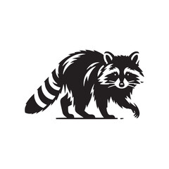 Whimsical Raccoon Silhouette Ensemble: A Charming Display of Nature's Playful Side - Raccoon Silhouette - Raccoon Illustration - Animal Silhouette Vector
