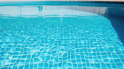 Obraz premium Swimming pool with blue water and sun reflections. Swimming pool background