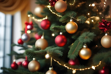 Obraz na płótnie Canvas christmas tree with decorations. 