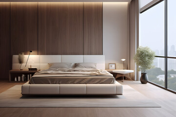 Master bedroom with a fusion of Japanese and modern design