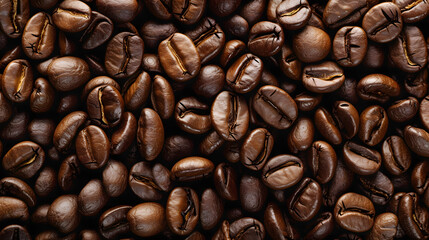 Fototapeta premium A close-up of coffee beans in a seamless arrangement, perfect for a cozy and caffeine-inspired background