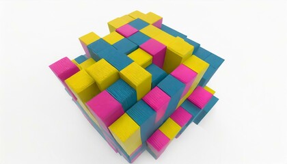 Squares in Harmony: Abstract 3D Rendering of Geometric Shapes in Modern Cube Design"