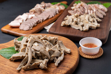 Fototapeta na wymiar Pork head meat, head meat, badger persimmon, boiled pork, side dishes, Korean food, pork
