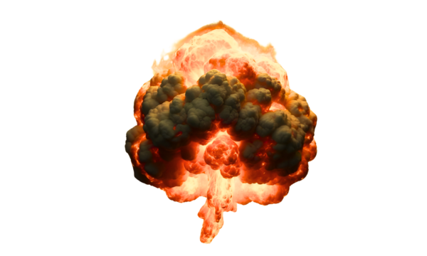 Exploding bomb on transparent background. dynamite danger explosive detonation and atomic comics cloud. Boom effect and smoke element. Ui game design element. Apocalypse. Doomsday. PNG.