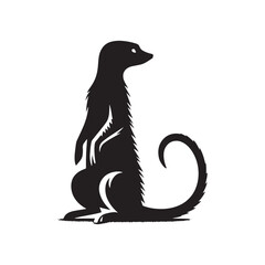 Whiskers in the Wind: Meerkat Silhouettes Capturing the Subtle Flutter of Whiskers in the Gentle Breeze - Meerkat Illustration - Meerkat Vector
