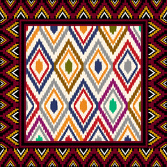 ikat seamless pattern abstract background for textile design. Can be used in fabric design for clothes, decorative paper, wrapping, carpet, Vector, illustration 