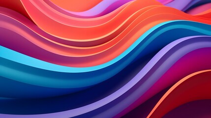 Abstract folded paper effect. Bright colorful gradient background. Maze made of paper. 3d rendering