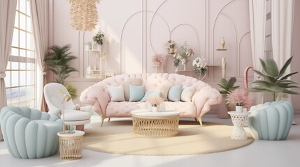 lounge with a whimsical wonderland theme