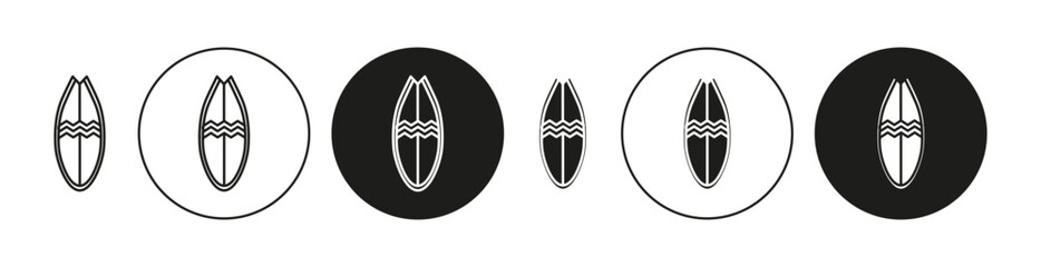 Surfboard flat editable icon mark set. Surfboard illustration vector with thin stroke