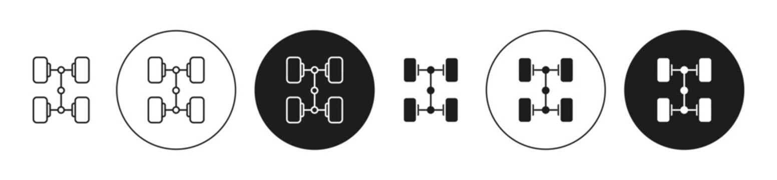 car axle flat editable icon mark set. car axle illustration vector with thin stroke
