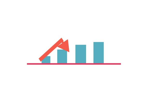 business graph with arrow business graph chart Animated graph rising up. Bar chart growth. Stock market trend. 