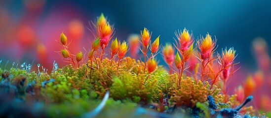 Fototapeta na wymiar Mesmerizing Macro Shots: Exploring the Colorful Beauty of Moss in Stunning Detail