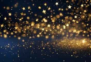 Abstract background with Dark blue and gold particle New year Christmas background with gold stars a