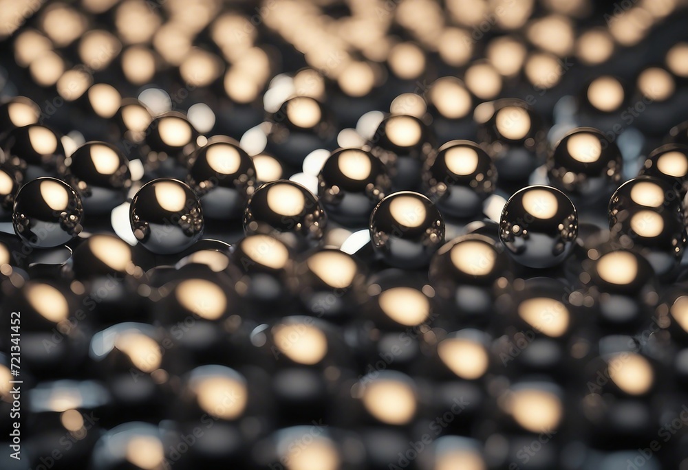 Poster atom spheres array made of shiny metal spheres science and technology background grid of linked sphe