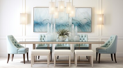 dining room with ethereal aqua accents