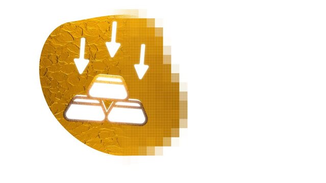Gold bars. Price reduction. The icon. Golden background.