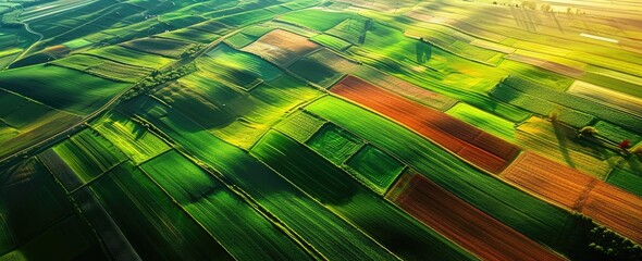 Farmland captured from an aerial perspective.