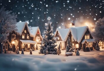 Christmas village with Snow in vintage style Winter Village Landscape Christmas Holidays Christmas C