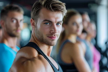 Foto op Plexiglas Handsome male gym personal trainer in front of colleagues © Fabio