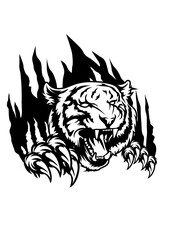 Wild Tiger Illustration, Wild Tiger Clipart, Wild Tiger Cut file, Wild Animal Vector, Tiger Scratch Stencil, Roar