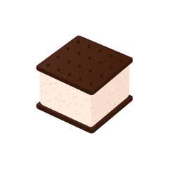 Vanilla ice cream sandwich vector illustration.
