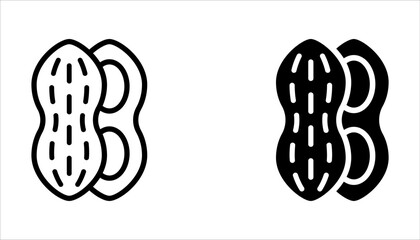 Peanut icon set. Outline of peanut vector icon for web design on white background