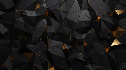 Imbibe the luxurious aesthetic of a Dark black and Gold mosaic background, exhibiting a modern and abstract texture. - obrazy, fototapety, plakaty