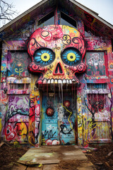 Fototapeta premium Colorful Vandalism: Embracing the Captivating Messages of Graffiti Art
