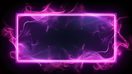 A transparent background highlighted by a neon smoky glow and flashing sparks surrounds an empty frame.