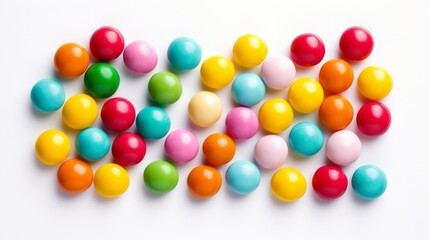 Skittles candy isolated on white background texture. Candy like skittles. YumEarth Organic Sour Giggles. Horizontal banner format