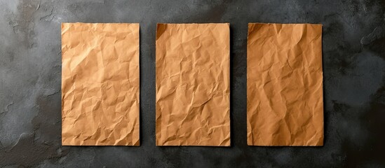 Triple Threat: Blank Isolated Brown Paper for Branding Mockup x3