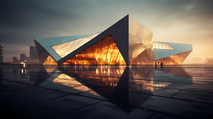 Fototapeta premium Modern abstract style cube shape building exterior