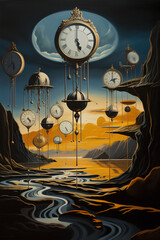 Dreamscape with Melting Clocks: Surrealism