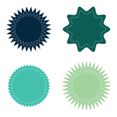 Stitched zig-zag circle collection in black color. Circle with sharp and rounded waves edge. Sale and big set of black zig-zag circle sticker with background