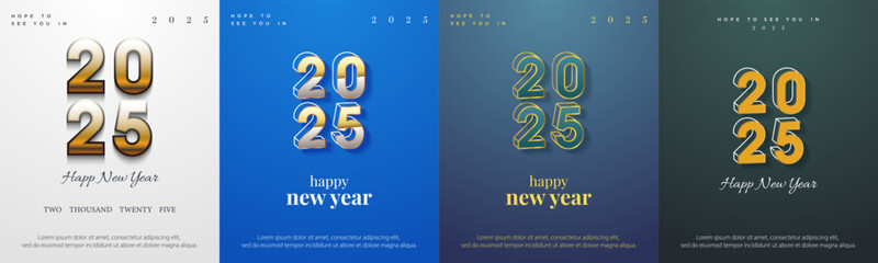 modern vector collection of new year 2025 with luxury gold. Premium vector background, for posters, calendars, greetings and New Year 2025 celebrations.