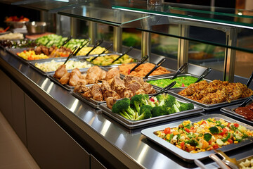 Generative AI picture of delicious food meal in school canteen