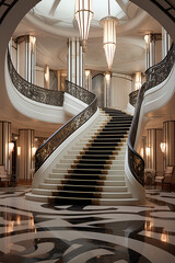 Ebon Stairs and Alabaster Columns: The Art Deco Elegance