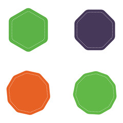 Stitched zig-zag circle collection in black color. Circle with sharp and rounded waves edge. Sale and big set of black zig-zag circle sticker with background