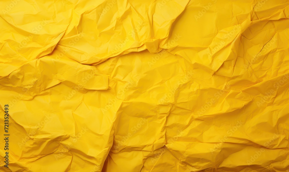 Poster yellow crumpled paper background with space for text or image.