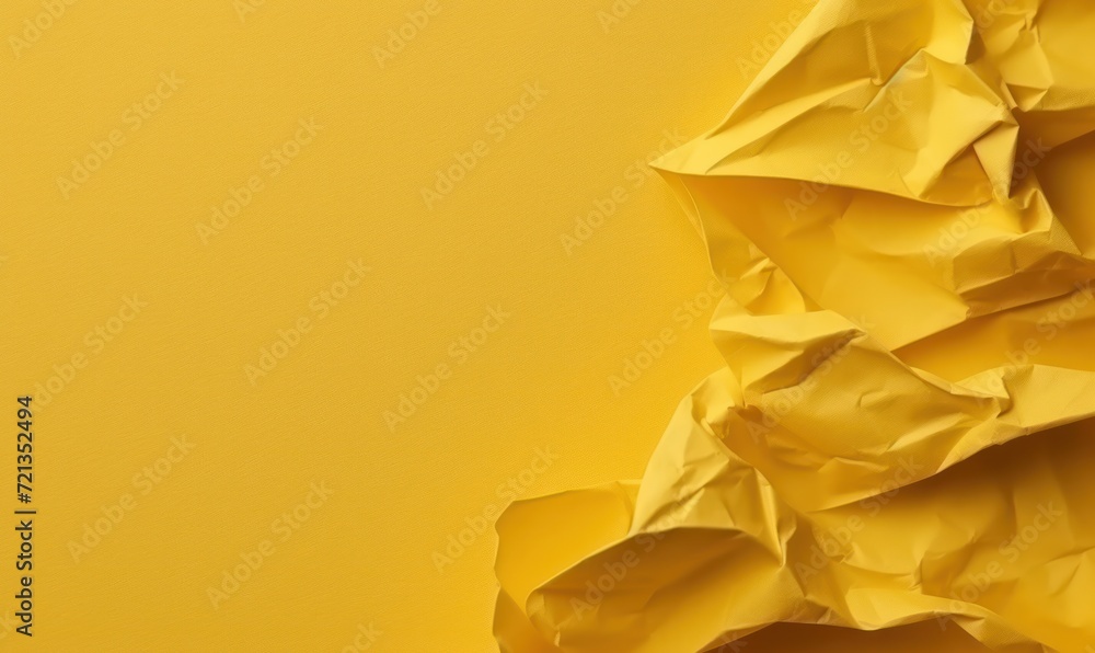 Poster yellow crumpled paper background with space for text or image.