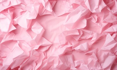 Pink creased crumpled paper background grunge texture backdrop.