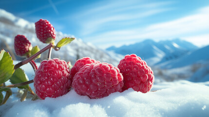 raspberry on the snow