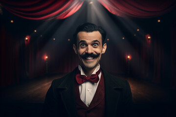 Fototapeta premium Scary and beautiful circus theme conceptual portrait Generative AI technology man woman performers