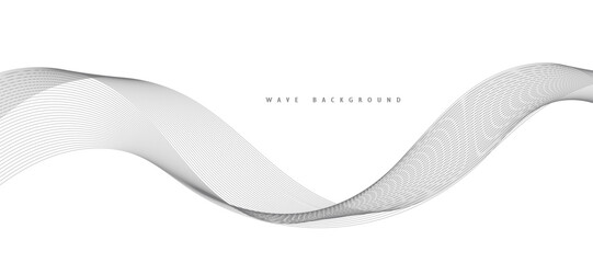 Abstract wave element for design. Digital frequency track equalizer. Stylized line art background. Vector illustration. Wave with lines created using blend tool. Curved wavy line, smooth stripe.