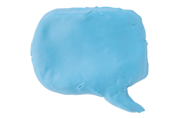 Light blue speech bubble plasticine isolated on transparent background.