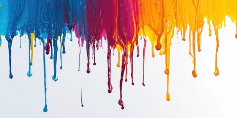 Colorful ink dripping on top. - obrazy, fototapety, plakaty