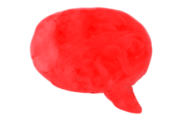 Red speech bubble plasticine isolated on transparent background