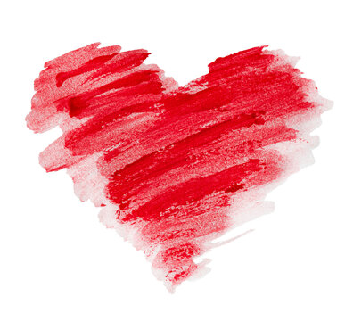 heart drawn with watercolor brush strokes, on a white isolated background
