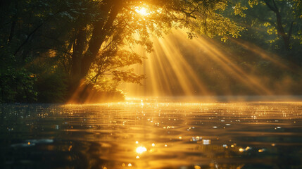 Rays of sunlight kissed the rippling waters nature landscape